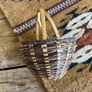Small Vintage Boho Wicker Woven Basket
